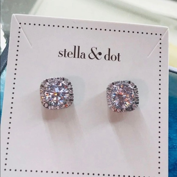 Stella & Dot cushion cut halo studs - Picture 4 of 9